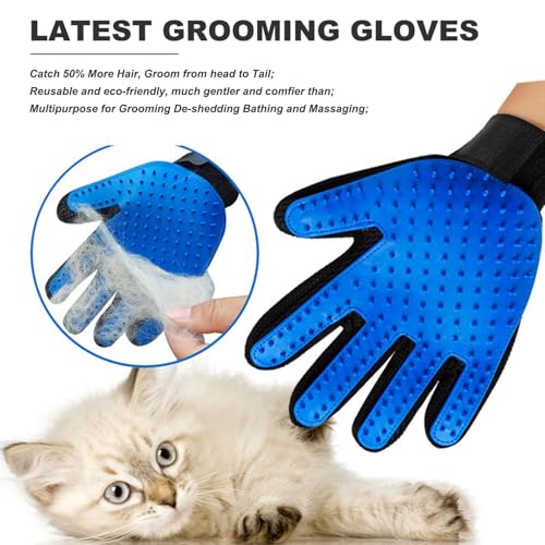Image of Cat Grooming Kit 4PCS, Self-cleaning Grooming Brush for Cats and Dogs,Wall Corner Massage Brush with Catnip for Indoor Pets, Cat Grooming Gloves Brushes for Removing Loose Undercoat and Hair