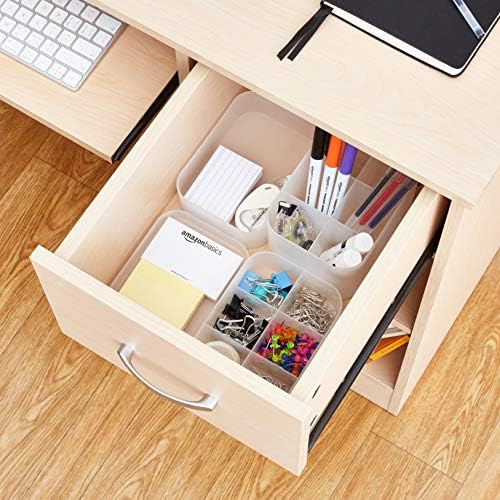 Amazon Basics Stackable Desk Drawer Organisation Set, Frosted - 4 Pack