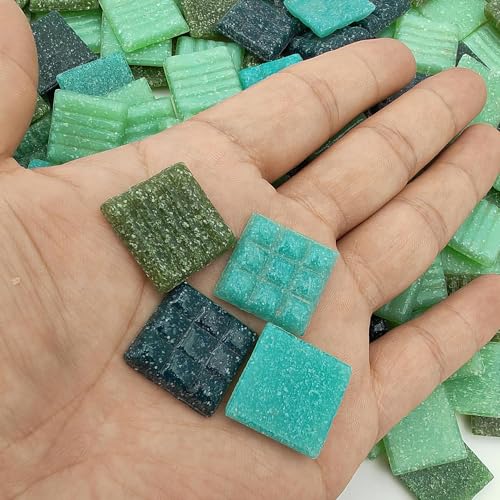 500g Quartz Mosaic Tiles, 2CM Multi Color Mosaic Pieces Stones for DIY Making Craft Hobby Arts Home Wall Decoration (Mix Green) - Image 3