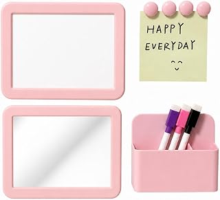 Magnetic Accessories - Dry Erase Board, Locker Mirror, Pen Holder for School Lockers, Decoration, Back to School Useful （Pink）