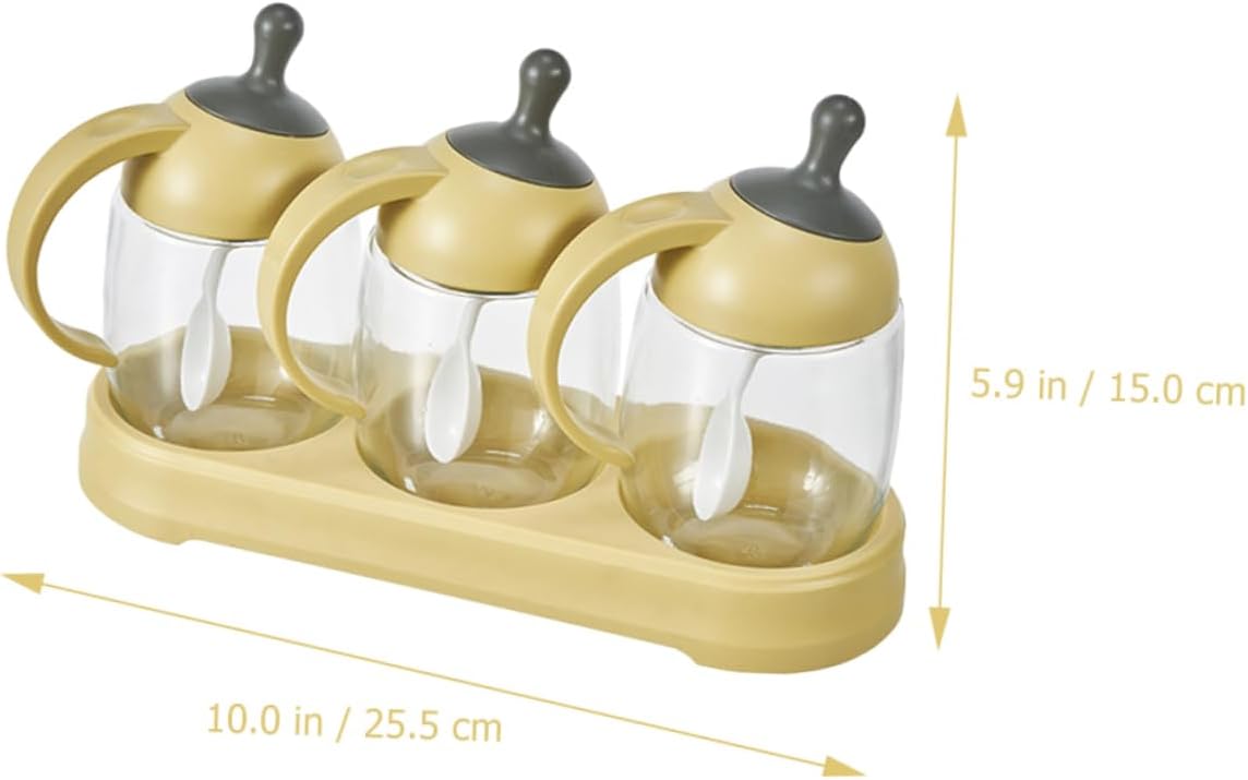 Cabilock 2sets Condiment Bottles Squeeze Glass Seasoning Organizer Spices Containers Condiment for Kitchen Hotel Restaurant