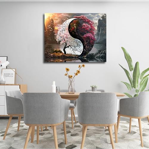 Tableau Tai Chi de haute qualité avec cadre en bois 38x50cm