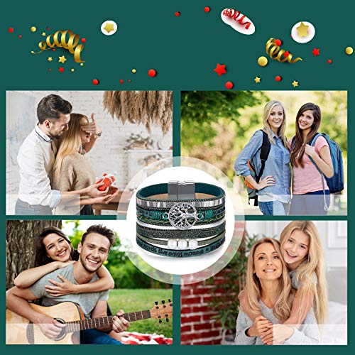 Image of Desimtion Inspirational Tree of Life Boho Leather Wrap Bangle Bracelets for Women, Teen Girl Gifts Trendy Stuff, Fashion Accessories Jewelry Gifts for Women Girls
