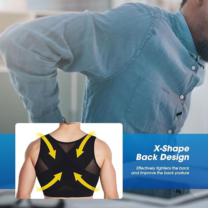 Men Compression Vest for Post Surgery, Gynecomastia Chest Binder Compression Shapewear for Men Moisture-Wicking3