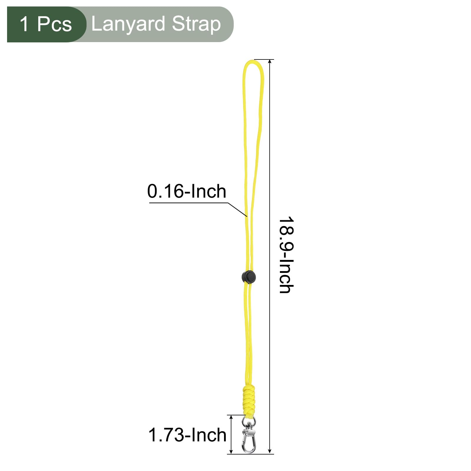 YOKIVE 1 Pcs Paracord Lanyard with Clasps, Necklace Keychain Cord Metal Hooks Straps, Yellow, 19 Inch - Image 2