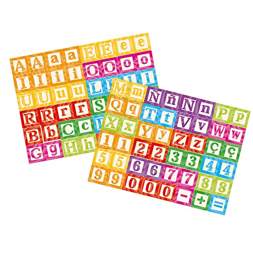 Brinquedo Pedagógico Madeira Letras/Números/Sinais 96 Peças Brincadeira de criança, Multicor