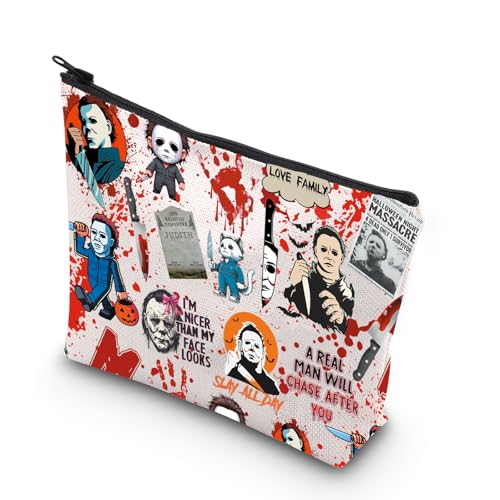 TSOTMO Horror Movie Horror Characters A Real Man Will Chase After You Makeup Bag Funny Halloween Scary Halloween Movie Gift (A Real Man bag)