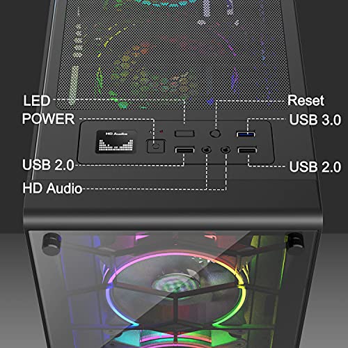 MUSETEX ATX 2 Gabinete Mid Tower para PC con Paneles de Cristal Templado y 6 Ventiladores ARGB de 120mm, Color Negro miniatura 5