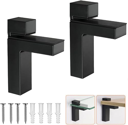 Soportes de estante de vidrio, 2 soportes de estante flotantes de madera ajustables, soportes de montaje, soportes de pared para estantes de vidrio,