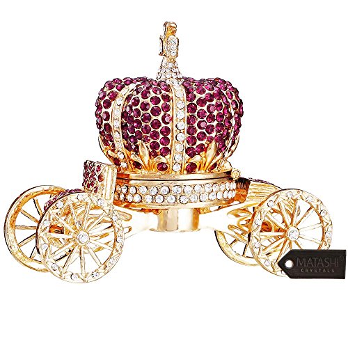 Matashi Royal Crown Carriage Trinket Box Studded with Purple Crystals Perfect for Proposal to Hold Ring, Crown is Detachable, Gift for Weddings, Birthdays, Christmas, Mothers Day, Valentines Day - Thumbnail 3
