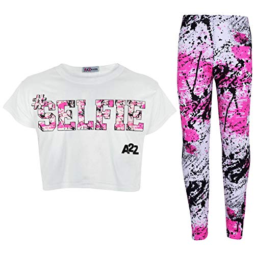 Image of A2Z 4 Kids Girls Love Crop Top T-Shirt And Splash Fashion Leggings Girls Pants Kids Outfit Sets Age 5-14 Years