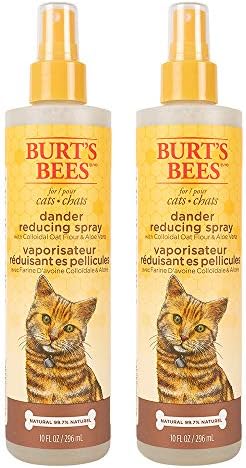 Burt's Bees for Pets Cat Natural Dander Reducing Spray with Colloidal Oat Flour & Aloe Vera | Cat Dander Spray, Cruelty Free, Sulfate & Paraben Free, pH Balanced for Cats - Made in USA, 10 oz, 2 Pack