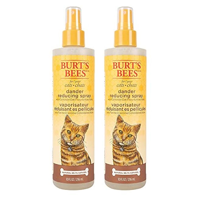 Burt's Bees for Pets Cat Dander Spray with Colloidal Oat Flour and Honey, 2pk, 99.3% Natural Origin Formulas, Cat Dander Remedy, Cat Spray for Allergy Relief, Cat Dander Spray, 2pk, 10oz-VyfNkWLr