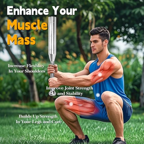 WYJREES 6 in 1 Adjustable Clubbell, Indian Club Weighted Clubbell (6.6/9/11/13/15/17.6LBs), Adjustable Steel Macebell for Strength Training, Shoulder and Forearms Workouts to Stretching