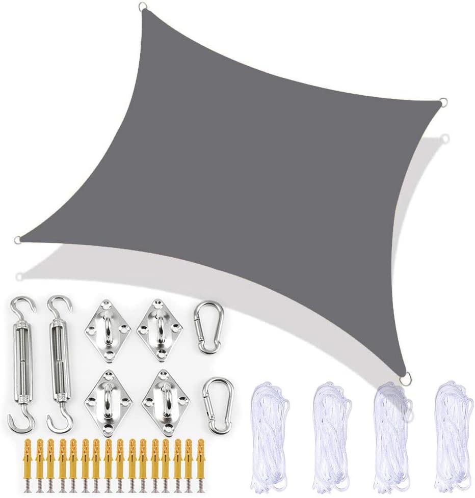 Voile d'ombrage imperméable et robuste lavable de 4,6 m avec kit de fixation complet