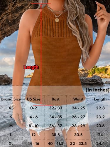 Image of ChiaoLezhee Women's Summer Knit Tank Tops, Racerback High Neck Lightweight Sweater Vest, Dressy Casual Outfits