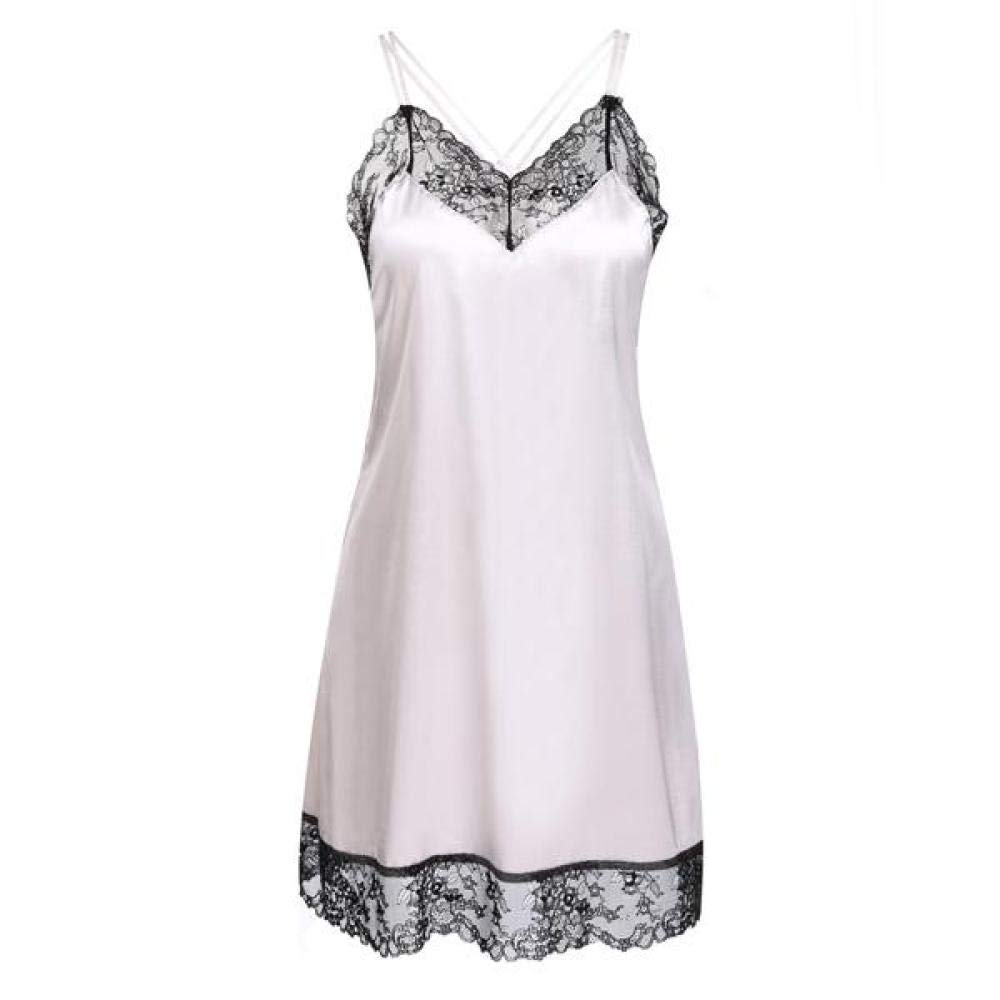 Nuisettes Sexy Femme Lingerie Sexy Lingerie De Nuit, Plus La Taille De La Chemise De Nuit pour Femmes, Pure Robe De Soirée en Satin Festonnée, en Soie, Slip en Soie sous-Vêtements Sexy Nuisettes