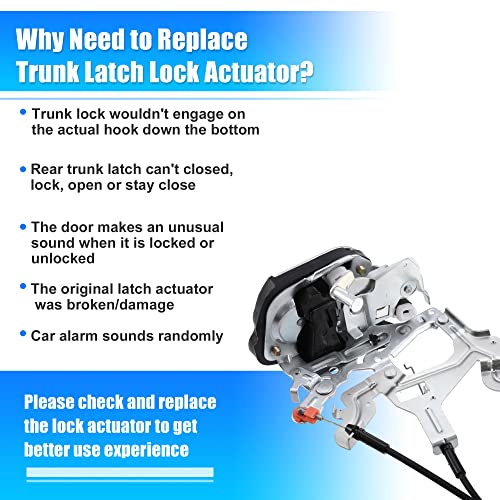 Image of X AUTOHAUX Rear Left Side Door Latch Actuator with Cable Assembly for Toyota Sequoia 4.7L 2001-2007 69306-0C010 Double Cab Replace