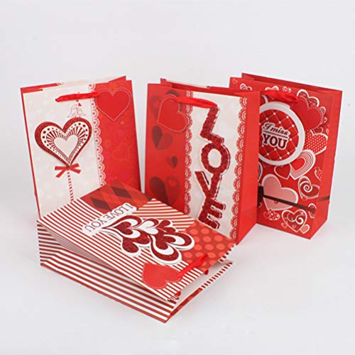 Amosfun 4 peças de sacos de papel com amor no coração Bolsa prática de armazenamento portátil Bolsa