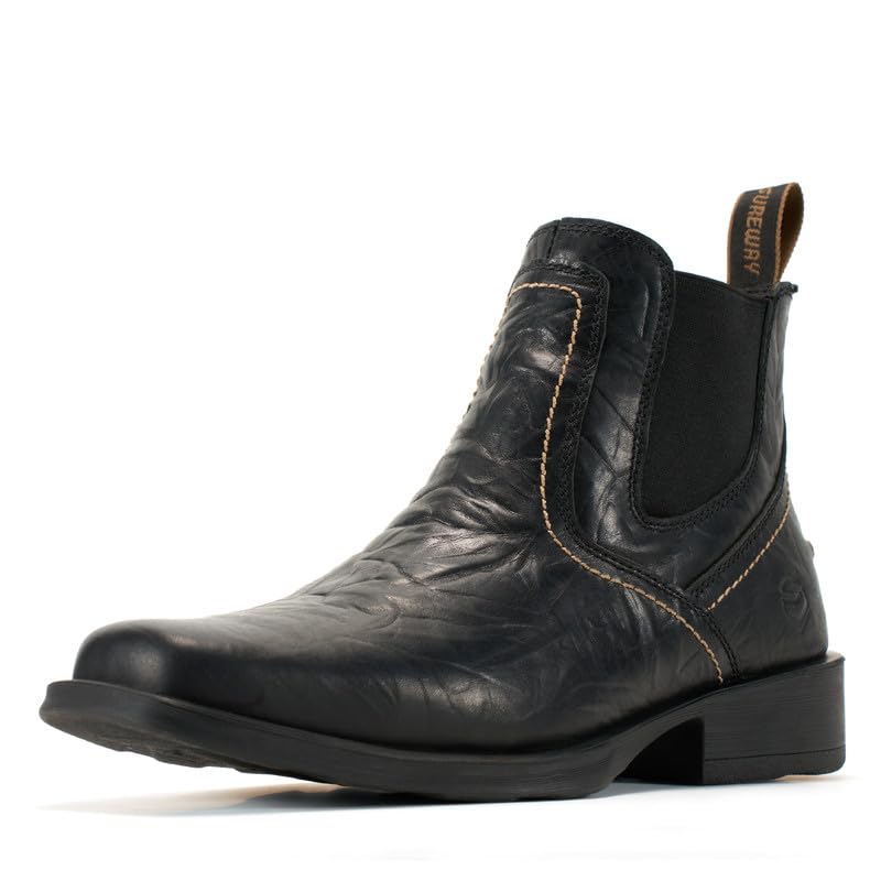 SUREWAY Mens Western Chelsea Cowboy Boots for Men Square Toe Slip-On Work/Casual/Dress Boots Shoes for Men 6 in Black Size 10.5