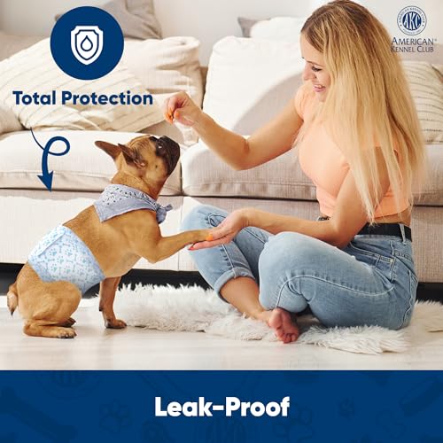 Image of American Kennel Club Male Dog Wrap, Disposable Diapers with Wetness Indicator, X-Small, 50 Count (Pack of 6)