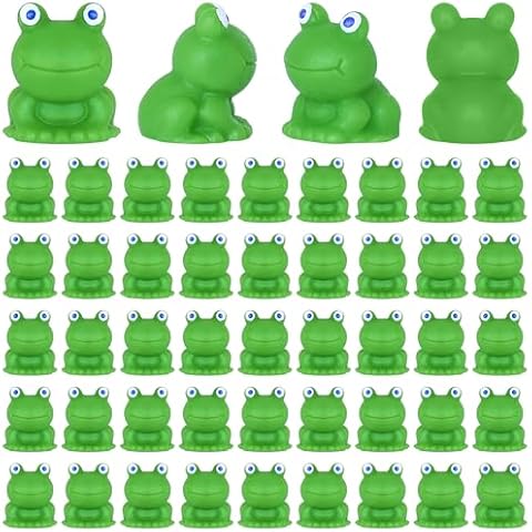 Yuronam 50 PCS Mini Frogs Garden Decor Tiny Plastic Frogs Miniature Resin Frog Figurines for Fairy Garden Miniature Moss Landscape Decoration (0.59 x 0.6 inches) Cover