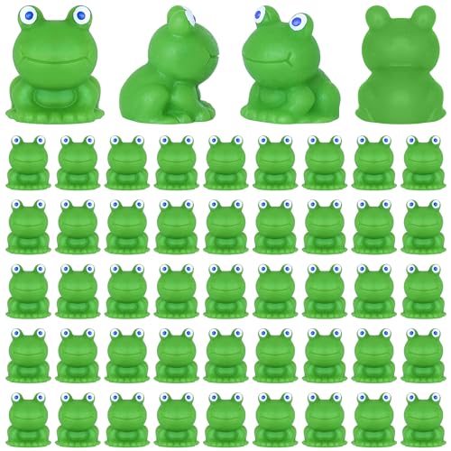 Yuronam 50 PCS Mini Frogs Garden Decor Tiny Plastic Frogs Miniature Resin Frog Figurines for Fairy Garden Miniature Moss Landscape Decoration (0.59 x 0.6 inches)