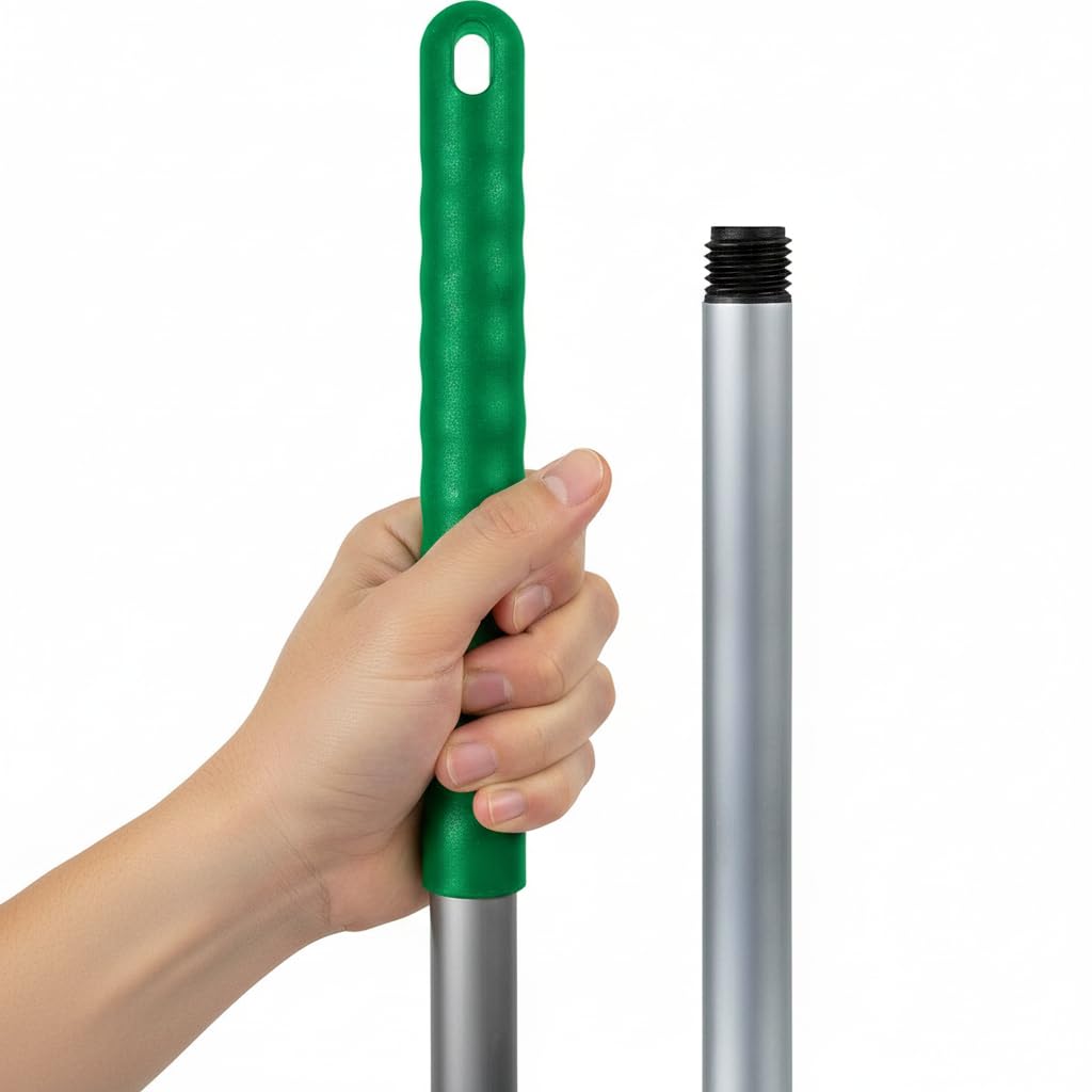 Blake & White Socket Mop Handle Aluminium - Purely Smile Lightweight & Rust Resistant Green Mop Handle with Extended Grip for Comfortable Use - 135L x 3W cm