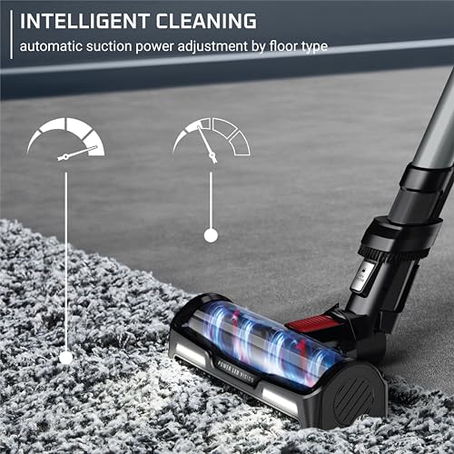 Image of Rowenta, Cordless Vacuum Cleaner, X-Force Flex 12.60 Vacuum, 30.4 Oz XL Dust Container, Flex technology, Automatic Floor Detection, 45Min Run Time, 3Hr Charging Time, For Pet, 150 Air Watts, Red