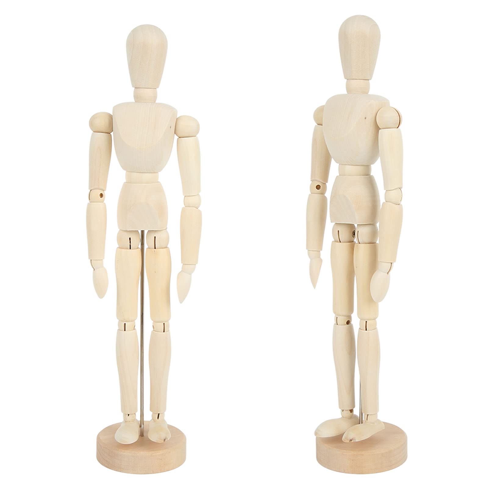 Drawing Mannequin, 2PCS Wooden Mannequin Flexible Joints Drawing Figure Model Art Mannequin Figure Drawing Supplies for Home Furnishings Photo Props Tabletop Toys 12in