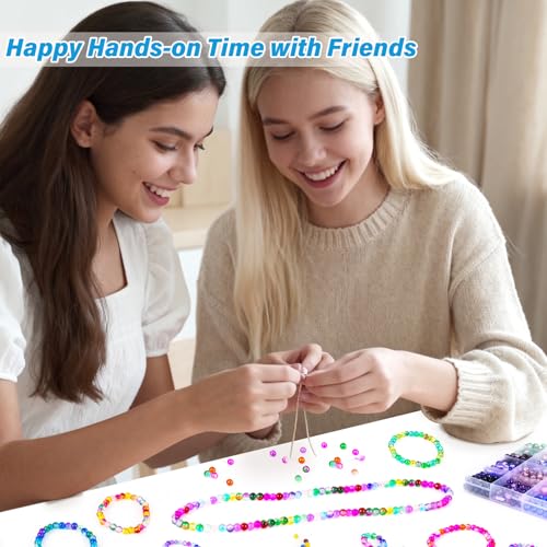 Image of XSEINO About 1200PCS 6mm Crack Glass Beads,24 Assorted Crack Violet Purple Series Colorful Crystal Beads for Bracelet and Jewelry Making and DIY Crafts,Friendship Bracelets