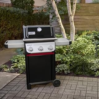 Weber Spirit E-310 barbecue a gas, 3 bruciatori, 51 x 46 cm superficie di cottura, griglia di mantenimento, termometro integrato, 2 ruote - Nero/Argento (1500864)