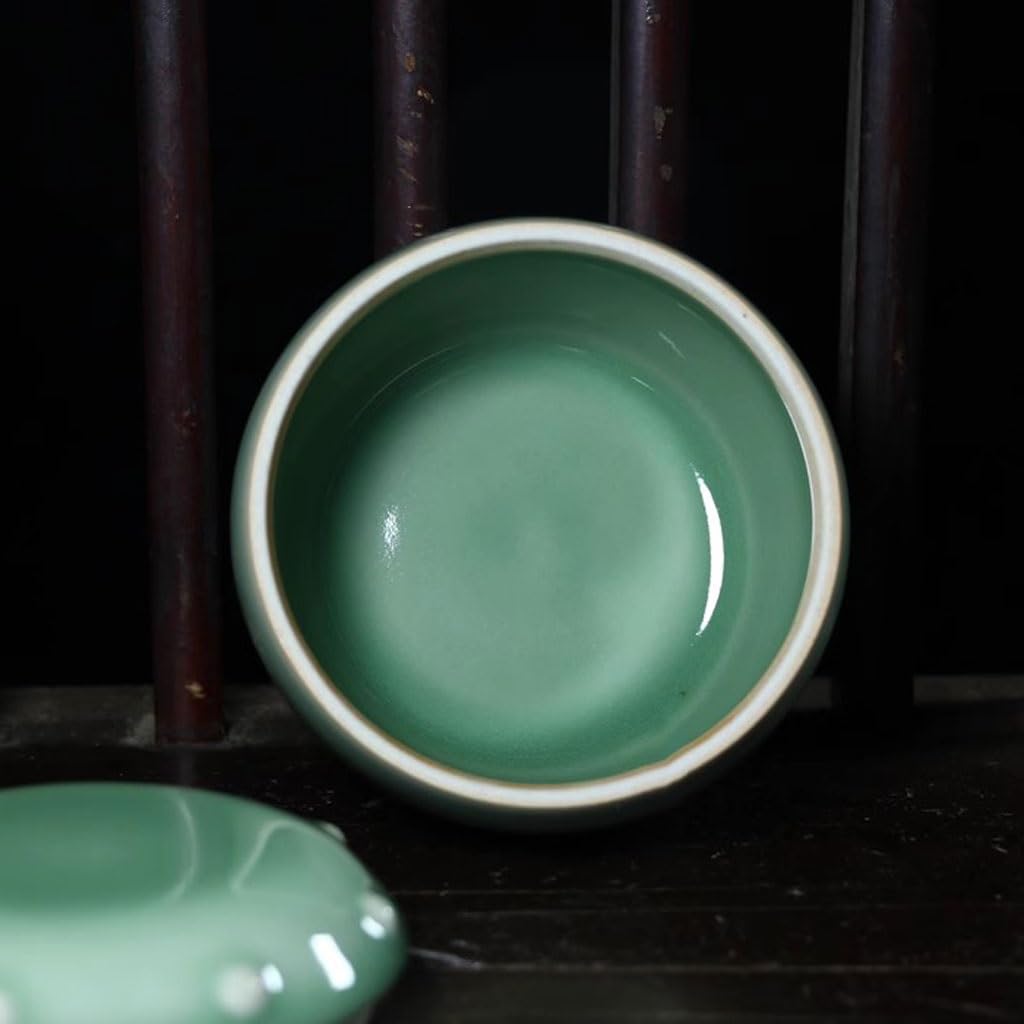 Tarro de Almacenamiento, Tarro de té de celadón, Juego de té Puer Sellado de cerámica, Almacenamiento de té portátil para el hogar, para té, café, azúcar, nueces, Botes de COC