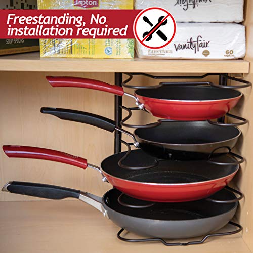 pan organizer and pot lid organizer (6 Tier) SET OF 2 Bronze - Free standing pots and pans organizer - pan rack includes vertical or horizontal to keep pots and pans storage