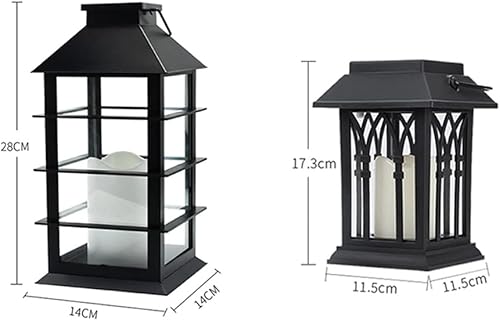 Miniatura 2 de Luces solares impermeables para exteriores, farol de vela de simulación vintage, faroles al aire libre para patio, impermeables (juego de 2)