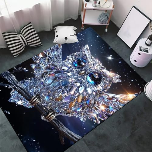 Tapis de chaise lavable antidérapant hibou 3D moderne carré - 5
