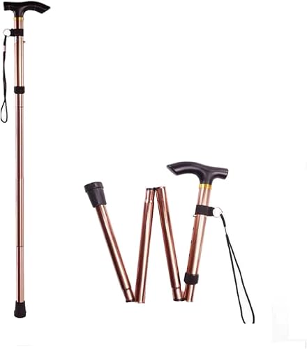 Bastones de trekking, bastón plegable para hombres, mujeres, 5 engranajes plegables, organiza en la mochila, bastón de caminar con cuerda,