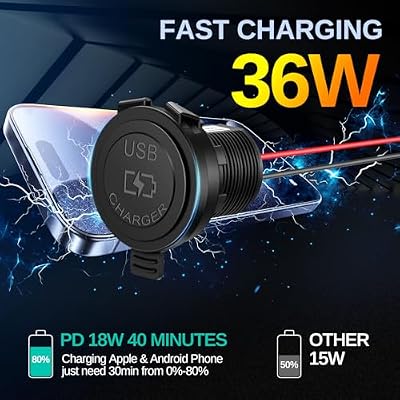 RV USB Outlet 12V/24V Quick Charger, Dual PD3.0 & QC3.0 Fast Charger Type A Type C Ports, Recessed Mount 36W High-speed Charging Socket for RV Camper Van Trailer Boat Golf Cart, 2Pcs
