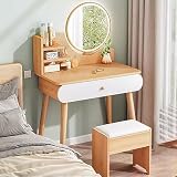 RAAMAE Tocadores de Dormitorio Tocador con Brillo Ajustable LED, Tocador de Madera con Alta Capacidad Cajones para Dormitorio, Estudio, Baño, 2 Colores (Color : Wood color-60 * 40 * 120cm)