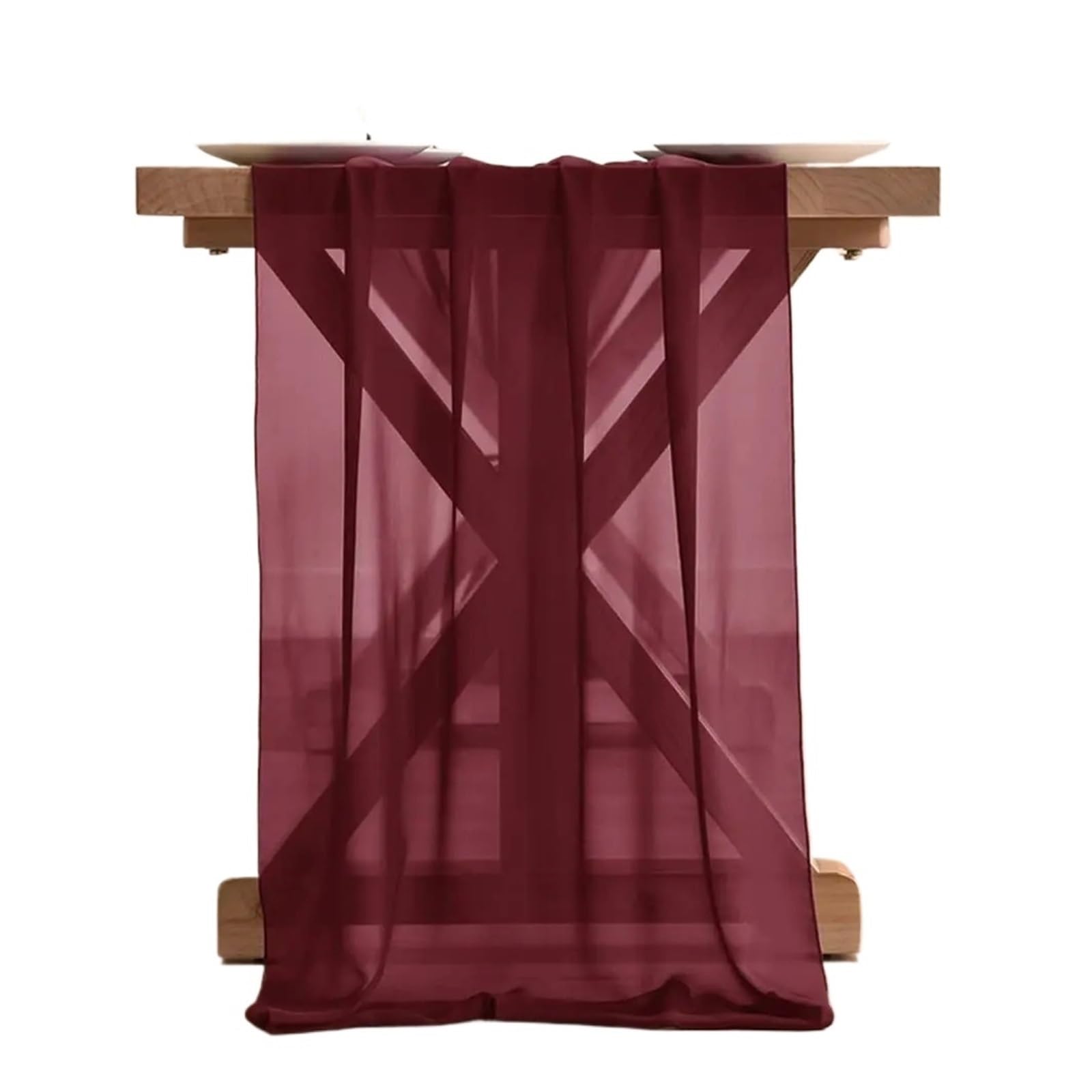 Chiffon Table Runner Chiffon Table Runner, Gauze Wedding Arch Chair Sashes ,for Party Festival Birthday Decor(Dark Red,70x600cm)