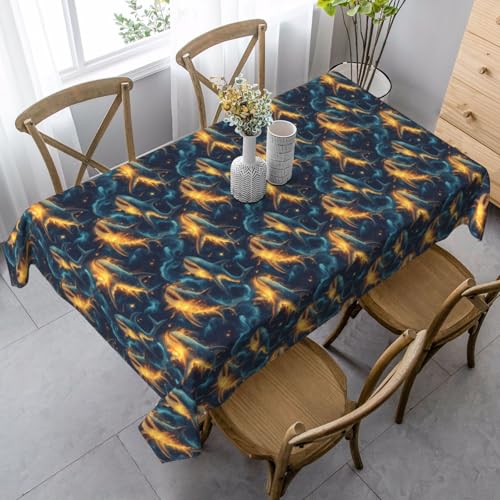 Nappe requin flamme dorée lavable protège table rectangulaire 137x183 - 2