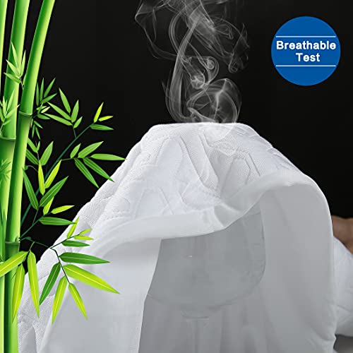 MERITLIFE-Premium-Waterproof-Queen-Size-Mattress-Protector-Cooling-Mattress-Pad-Cover-Bamboo-3D-Air-Fabric-Ultra-Soft-Breathable-Fitted-8-21-Deep-Pocket-Noiseless-Vinyl-Free-White-Queen