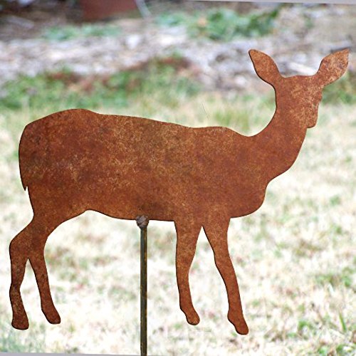 Doe garden stake - Rusted metal yard art - Doe garden marker - Rustic metal deer stake - Flowerbed deer art - Rusty metal animal decor