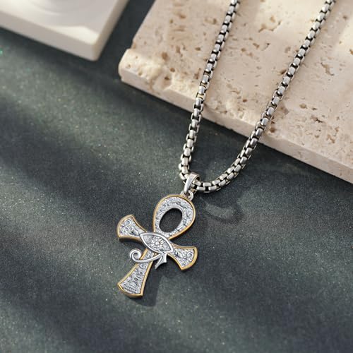 Ankh Necklace 925 Sterling Silver Ankh Eye of Horus Necklace Egyptian Jewelry Gifts for Men Women3
