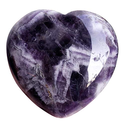 favoramulet Polished Heart Stone, Healing Crystal Palm Worry Love Pocket Stones Reiki 1.5", Amethyst