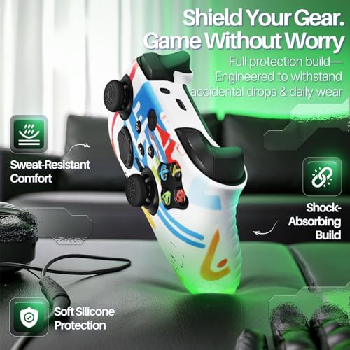 Image of TNP Silicone Case Cover for Xbox Series X /S Controller Skin Shell + 8 Pro Thumb Grips Set (Paint) Ergonomic Textured Grip Dust Protector Compatible with New Xbox Series S X Controller Accessories