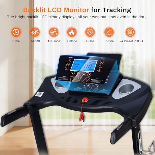 Treadmill for Home with 15-Level Auto Incline, 0.5-10 MPH, 18" Wide Belt, 3.0 HP Quiet Motor, 300 LB Capacity, Shock-Absorbing Foldable Incline Treadmill with Bluetooth App - Image 6