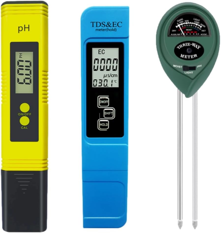 R Digital PH Mete, 3-in-1 TDS EC and Tempeatue Mete, Plant Soil MoistueTeste Kit fo Home, Gaden and Hydoponics