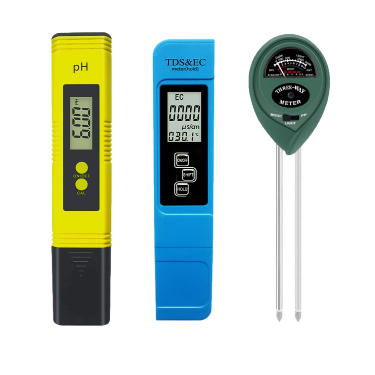 R Digital PH Mete, 3-in-1 TDS EC and Tempeatue Mete, Plant Soil MoistueTeste Kit fo Home, Gaden and Hydoponics