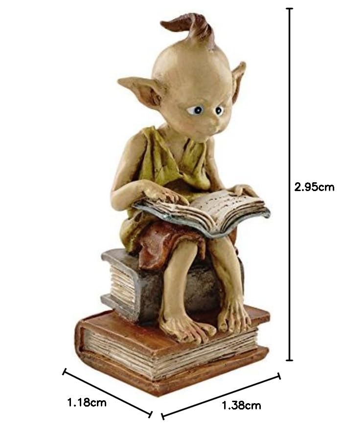 Top Collection Miniature Fairy Garden and Terrarium Statue, Garden Pixie Elf Reading Book - Image 4